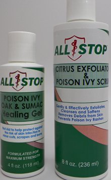 Poison Ivy, Poison Oak & Poison Sumac Gel Plus Scrub - 8 oz Scrub Cream, 4 oz Poison Ivy Healing Gel