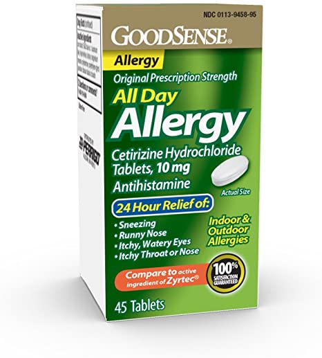 GoodSense All Day Allergy, Cetirizine Hydrochloride Tablets, 10 mg, Antihistamine, 45 Count