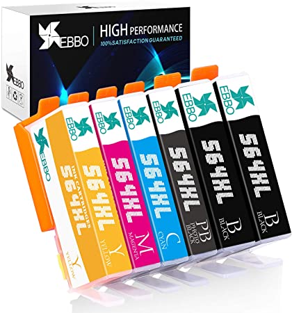 EBBO Compatible Ink Cartridges Replacement for HP 564XL 564 6 Pack,5 Color, Work for HP Officejet 4620 Deskjet 3520 Photosmart 5520 6520 6510 7520 B8550 7515 C6380 C309a C310a C309g C4110 Printer