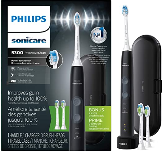 Philips Sonicare ProtectiveClean 5300 Gum Health Rechargeable Electric Toothbrush, HX6423/34, Black