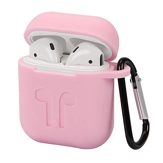 HDE Silicone Case for AirPods Protective Silicone Cover Skin for Apple AirPods Charging Case with Carabiner Keychain Belt Clip