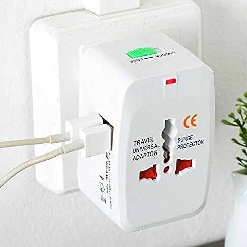 Cable World Universal Adaptor Worldwide Travel Adapter With Built In Dual Usb Charger Ports All-In-One Chargers 100-240V Surge/Spike Protected Electrical Plug