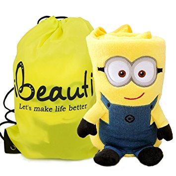 Ibeauti "Minions" Throw Blankets, Portable Cute Fleece Air Conditioning Blanket for Baby,Kids,Office Ladies,32.3" 27.6"