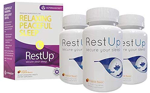 RestUp by AlternaScript - Fast-Acting Sleep Aid, Non-Habit Forming, Melatonin, Magnesium, 5-HTP, L-Theanine, As Seen on Netflix, 3-Pack (30 Ct Each)