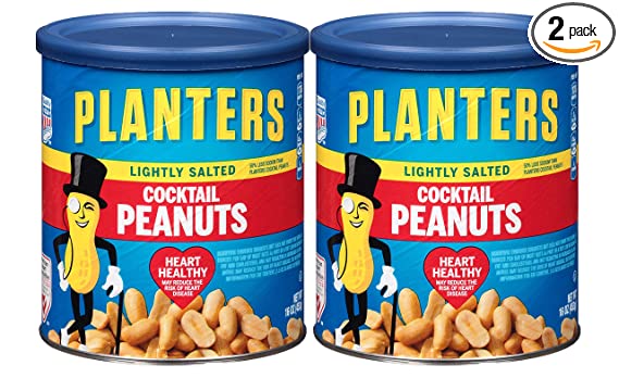 Planters Lightly Salted Cocktail Peanuts 16 oz Canister (Pack - 2)