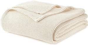 Whisper Organics Waffle Blanket - 100% Organic Cotton Blanket - Soft Breathable Lightweight GOTS and Fairtrade Certified 320GSM Blanket (108x90)