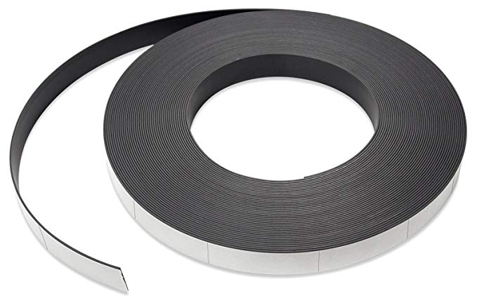 Flexible Magnet Strip with White Vinyl Coating, 1/32" Thick, 1" Height, 50 Feet, Scored Every 3", 1 Roll with 197-1" x 3" Pieces (1 pack) ZGN03040W/WKS50S3