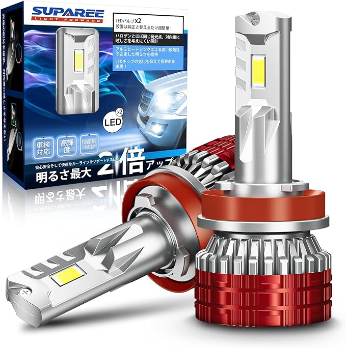 SUPAREE h11 led ヘッドライト 車検対応 h8 /h11/h16 ヘッドライト 爆光 45W*2 4重放熱システム 高輝度CSPチップ搭載 6500K ホワイト 静音ファン 角度調整可能 DC9-16V ノイズ抵抗キャンセラー 2個セット