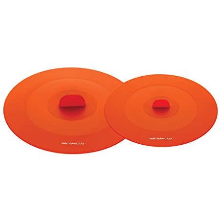 Rachael Ray Tools and Gadgets Top This 9-1/4-Inch Medium Suction Lid and 11-1/2-Inch Large Suction Lid Set, Orange