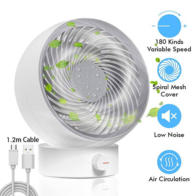 TedGem USB Fan, USB Desk Fan Mini USB Fan Desktop Fan Table Fan Turbo Fan 180 Kinds of Wind Speed Experience, USB Desktop Fan Can Adjust UP and Down 20°, For Home/Office/Outdoor Travel, USB Powered