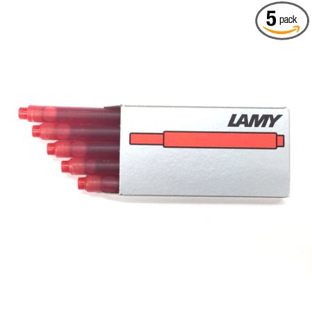 Lamy Fountain Pen Ink Cartridges, Red Ink, 5/Pack (LT10RD)