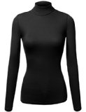 FPT Womens Basic Cotton Spandex Ribbed Long Sleeve Turtleneck Top S-3XL