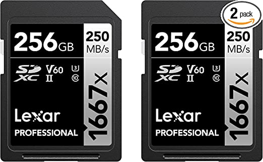 Lexar Professional 1667x 256GB (2-Pack) SDXC UHS-II Cards, Up to 250MB/s Read, for Professional Photographer, Videographer, Enthusiast (LSD1667256G-B2NNU)