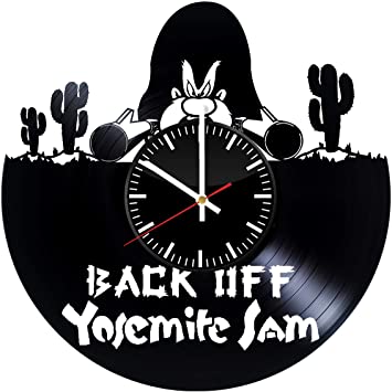 Back Off Yosemite Sam Vinyl Record Wall Clock, Looney Tunes Art Handmade Gift Idea for Any Occasion, Original Home Room Kitchen Decor, Vintage Modern Style Theme