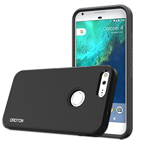 Google Pixel XL Case, OMOTON High Impact Resistant Fully Protective Dual Layer Case with [Soft TPU Interior] [Durable PC Exterior] [Fashion Design], Black