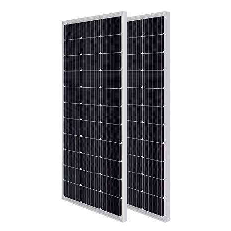 Renogy 2pcs 100 Watt 12 Volt Monocrystalline Solar Panel (Compact Design)