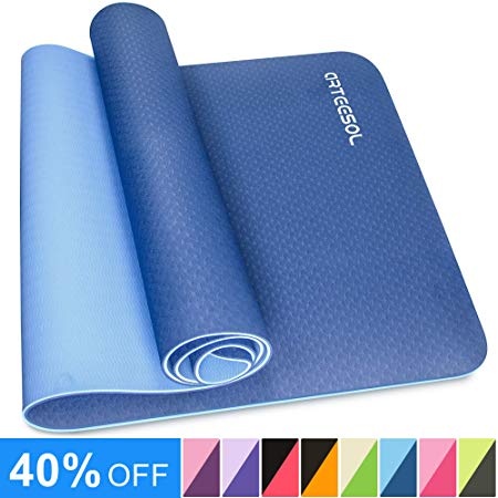 arteesol Yoga Mat, Non-Slip Exercise Mat Pollutant-Free TPE Fitness Mat with Carrying Strap for Yoga/Pilates/Exercises/Gymnastics-183 x 61 x 0.6 cm-8 Colors