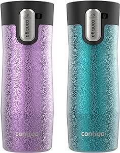 Contigo® AUTOSEAL® West Loop Vacuum-Insulated Stainless Steel Travel Mug with Easy-Clean Lid, 16 oz, 2-Pack, Crystal Pansy; Crystal Juniper