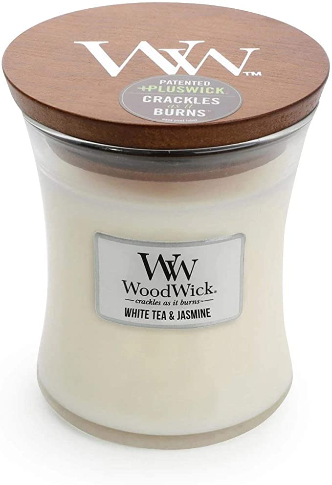 WoodWick White Tea Jasmine Pluswick Medium Hourglass Candle, 10 oz.