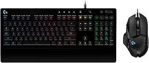 Logitech G G502 HERO souris gaming filaire avec boutons programmables et poids ajustables et G213 RVB clavier gaming rétroéclairé avec touches tactiles -PC-ordinateurs portables, Noir