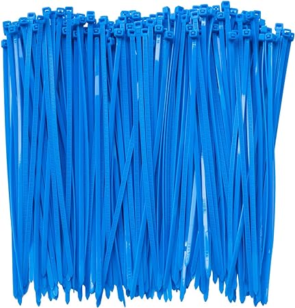 8 Inch Clear Zip Ties (Tying Length 6.7"), 300pcs Nylon Cable Ties,Heavy Duty Cord Strap BLUE