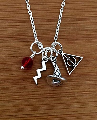 Harry Potter inspired necklace/wizard necklace/deathly hallows charm necklace