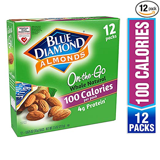 Blue Diamond Almonds On the Go 100 Calorie Packs, Whole Natural, 12 Count