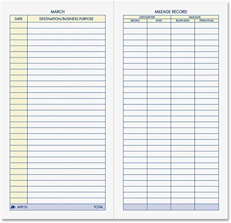 Adams Vehicle Mileage Journal, , 3.25 x 6.25 Inches, White, Pack Of 2