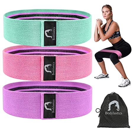 Bodylastics Resistance Hip Loop Bands for Legs, Butt, Thighs & Glutes Exercises, Anti-Slip Fabric Workout Bands for Men/Women