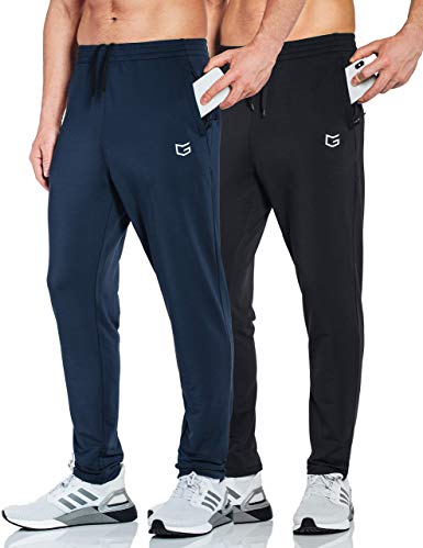 G Gradual Men's Sweatpants with Zipper Pockets Tapered Track Athletic Pants for Men Running, Exercise, Workout