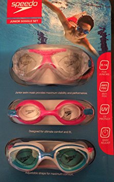 Speedo Junior Goggle Set - 3 Pack Pink/Blue Ages 6-14.