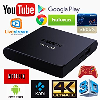 T95X Smart 4K TV Box Android 6.0 Kodi 16.1 Pre-Installed Streaming TV Client Tiny Media Box Netflix S905X 4-Core 64bit 1GB/8GB Wifi Ethernet IPTV,OTT TV