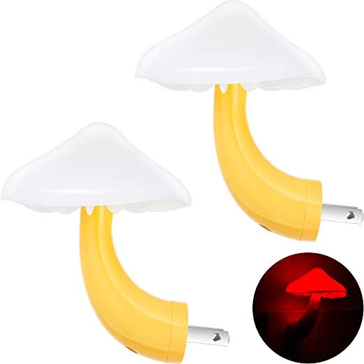 2 Pieces Mushroom Night Light Plug in Smart Sensor Lamp Mini Magic Mushroom Night Lights LED Night Lamp Color Changing for Adults Kids (Red)