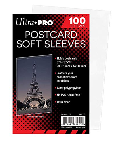 Ultra Pro Postcard Soft Sleeves Ultra Clear | Holds 3-11/16" x 5-3/4" Postcards | 100-Count