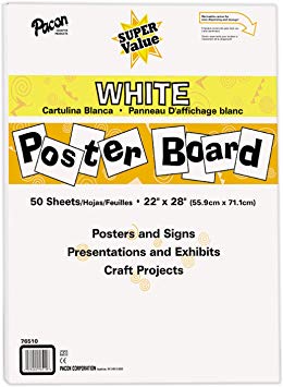 Pacon 76510 76510 Super Value Poster Board, 22"X28", White, 50 Sheets