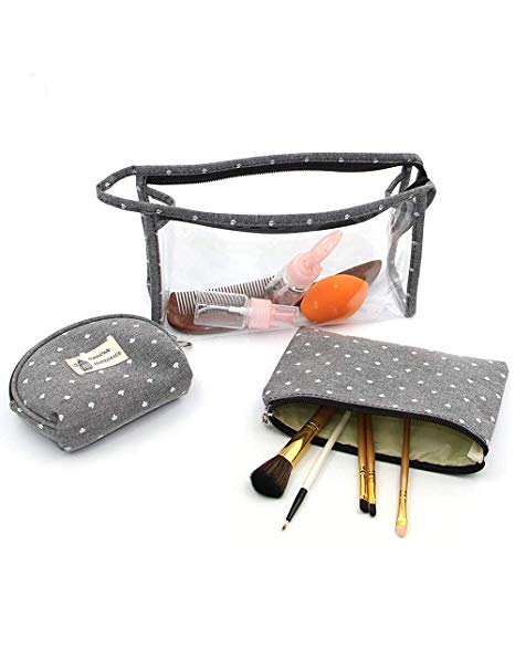 Clear Cosmetic Bag Small Makeup Pouch Set Womens Travel Waterproof Transparent Handbags with Zipper Handle