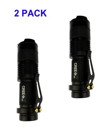 2PCS Mini CREE Q5 LED Flashlight Torch XFox SK68 Adjustable Focus Zoom Light Lamp - Super Bright