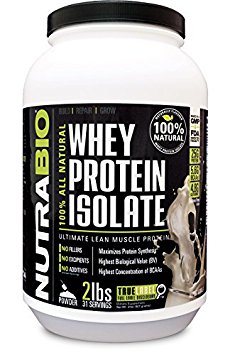 NutraBio Natural 100% Whey Protein Isolate - Sweetened with Stevia - 2 pounds Vanilla – NO Soy, NO Whey Concentrate, NO Amino Acid Spiking just 100% Pure WPI.