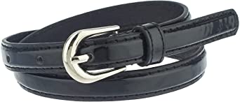 Girls Faux Leather Solid Colors 0.53 inch Casual Skinny Belt - Available from Small to XL