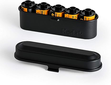 KODAK Film Case - for 5 Rolls of 35mm Films - Compact, Retro Steel Case to Sort and Safeguard Film Rolls (Black) (Film is not Included)