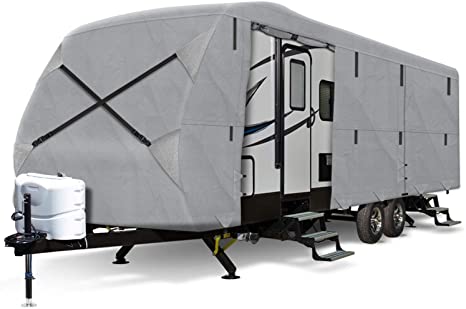 Arch Motoring 3 Layers Class A Cover, 27' to 30' RV Travel Trailer Cover, Dustproof, Windproof, UV Protection, Breathable