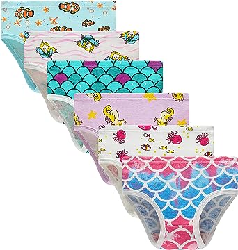 Cadidi Dinos Little Girls' Soft Cotton Underwear Kids Cool Breathable Comfort Panty Briefs Toddler Undies(Pack of 6)