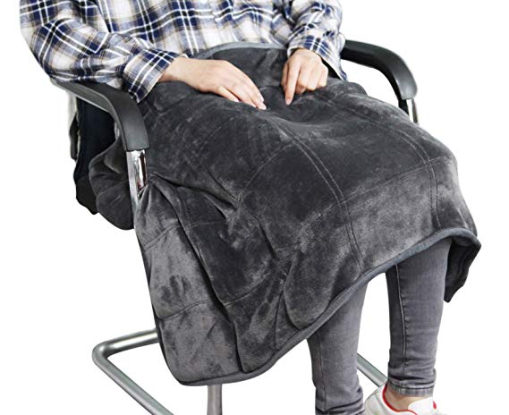 MAXTID Weighted Lap Blanket Travel Size Heavy Lap Pad 39in x 23in 8 Lbs - Dark Grey for Adults, Kids