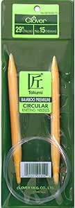 Clover Takumi Bamboo Circular 29-Inch Knitting Needles, Size 15