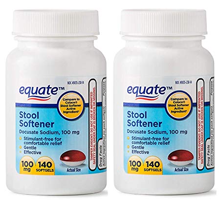 Equate - Stool Softener 100 mg, 140 Capsules (Compare to Colace) (2)
