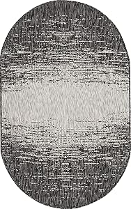 Unique Loom Outdoor Modern Collection Area Rug - Ombre (3' 3" x 5' 3" Oval, Charcoal Gray/ Ivory)