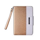 iPad Mini 4 CaseThankscase Rotating Case Cover for Ipad Mini 4 with Wallet and Pocket with Hand Strap with Smart Cover Function for iPad Mini 4 2015 Gold