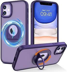 BENTOBEN for Magnetic iPhone 11 Phone Case & iPhone XR Case Compatible with Magsafe, Ring Holder Kickstand Matte Design Shockproof Protective Bumper Girl Women Boy Men iPhone 11/XR Magnet Cover,Purple