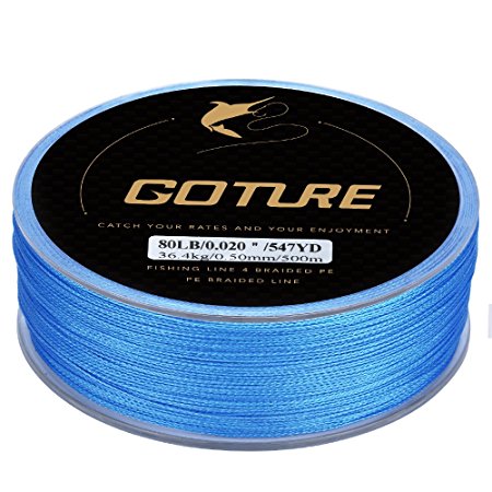 Goture 8-80LB Superpower Braided Fishing Line–Zero Stretch and High Tension Advanced Multifilamentline for Saltwater and Freshwater - Army Green, Blue, Blackish Green, Grey, Yellow- 2017 NEW