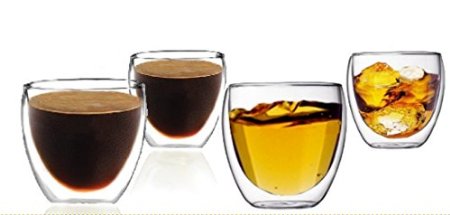 Sun's Tea (TM) Double Wall Espresso Coffee Cups/Vodka Shot Glass (Set of 4)